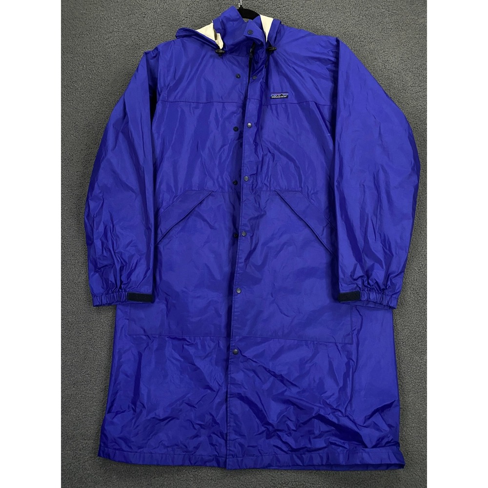 Patagonia Rain Jacket Mens Large Blue Made in Japan Long Parka Hooded Vintage